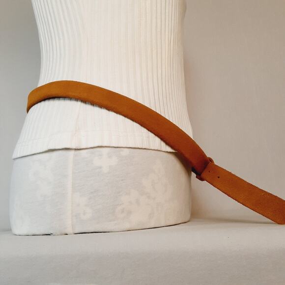Zara Tan Split Leather Suede Skinny Belt  Made In Spain main image 11